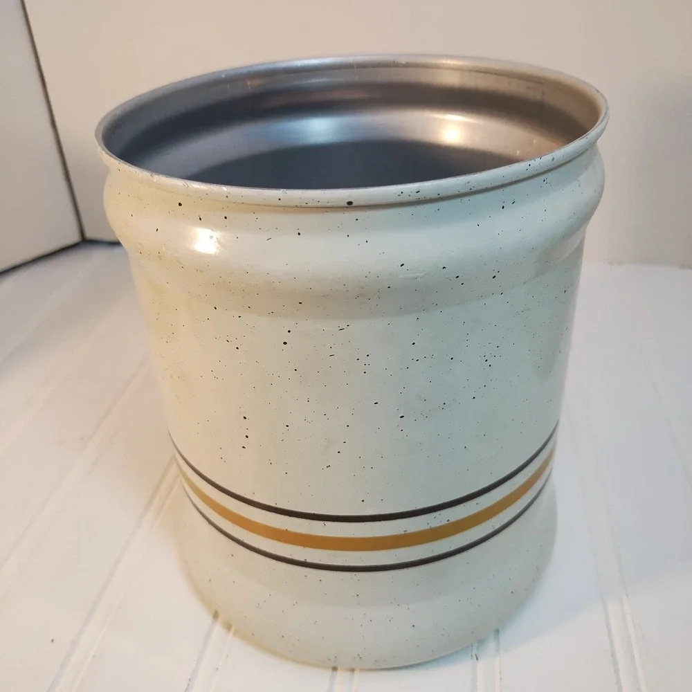 Vintage Canister West Bend Metal Brown Speckled Stripe Set of 4 Retro MCM 1970s